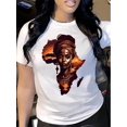 thumbnail image 1 of Map & Figure Print Crew Neck T-Shirt, Casual Short Sleeve T-Shirt For Spring & Summer, Women's Clothing, 1 of 6