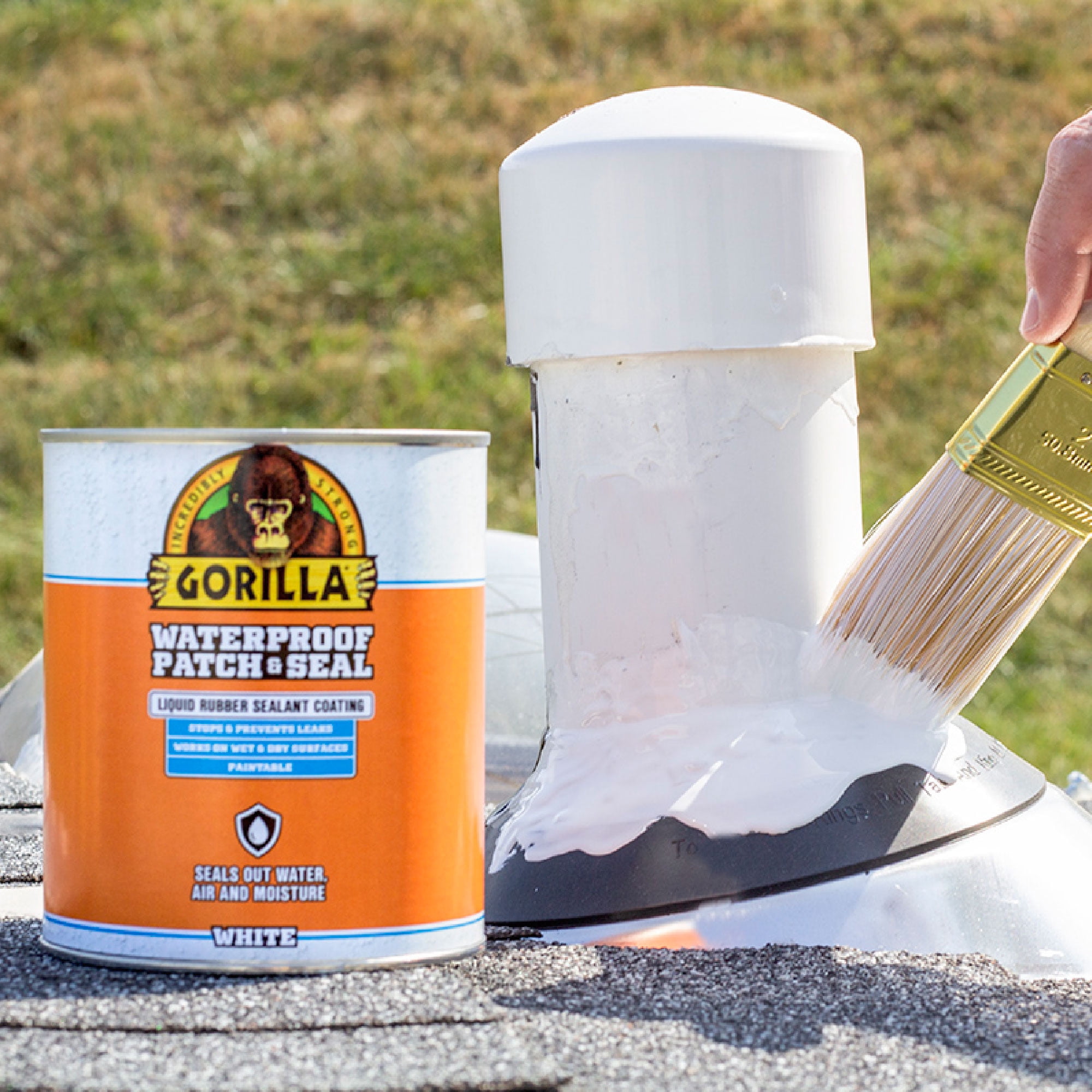 (2 pack) Gorilla Patch & Seal Liquid Rubber Waterproof Sealant, White, 32 Ounce