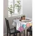 thumbnail image 4 of Grey Easter Suqare Tablecloth - 60 x 60 Inch, Spring Cartoon Bunny Colorful Eggs Wood Grain Waterproof & StainResistant Tablecloth, Washable Oil-proof Table Cover for Dining/Party/Wedding/Buffet, 4 of 9
