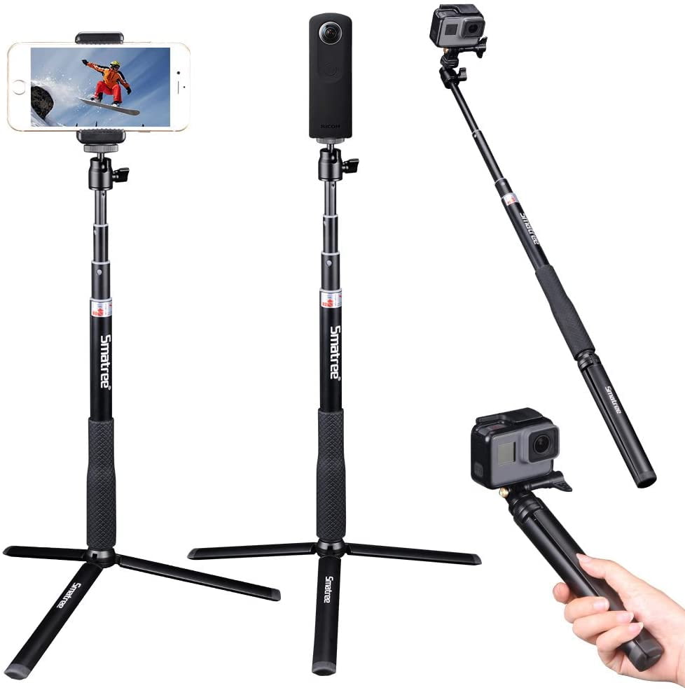 dik indruk de eerste Telescoping Selfie Stick with Tripod Stand Compatible for GoPro Hero  10/9/8/7/6/5/4/3+/3/Session/GOPRO Hero (2018)/Cameras,DJI OSMO Action,Ricoh  Theta S/V,Compact Cameras and Cell Phones - Walmart.com