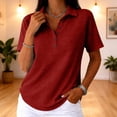 thumbnail image 2 of Dwellite Polo Shirts for Women 3/4 Sleeve Tops Golf Tees Button Collared Waffle Shirt Business Casual 2026 Red 3XL, 2 of 6