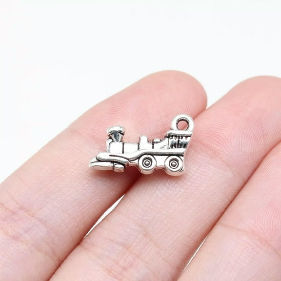 HOOUN 100 Pcs Antique Silver train Charms Pendant 18x10MM B16756