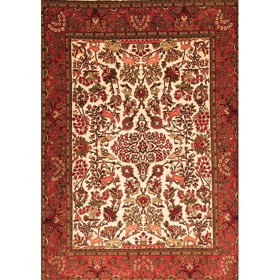 Ahgly Company Indoor Rectangle Persian Orange Traditional Area Rugs, 5' x 8'