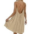 thumbnail image 3 of Vestido de Verano Casual de Mujer Cuello Redondo Mini Vestido sin Mangas Sólido Vestido sin Mangas para Mujeres Moda Casual, 3 of 6