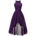 thumbnail image 3 of IROINNID Wedding Guest Dresses for Women Evening Night Party Dress Spring And Summer Round Neck Hollowed Out Collar Slim Fitting Sleeveless Hanging Neck Dress Elegant Formal Dress,Purple, 3 of 6