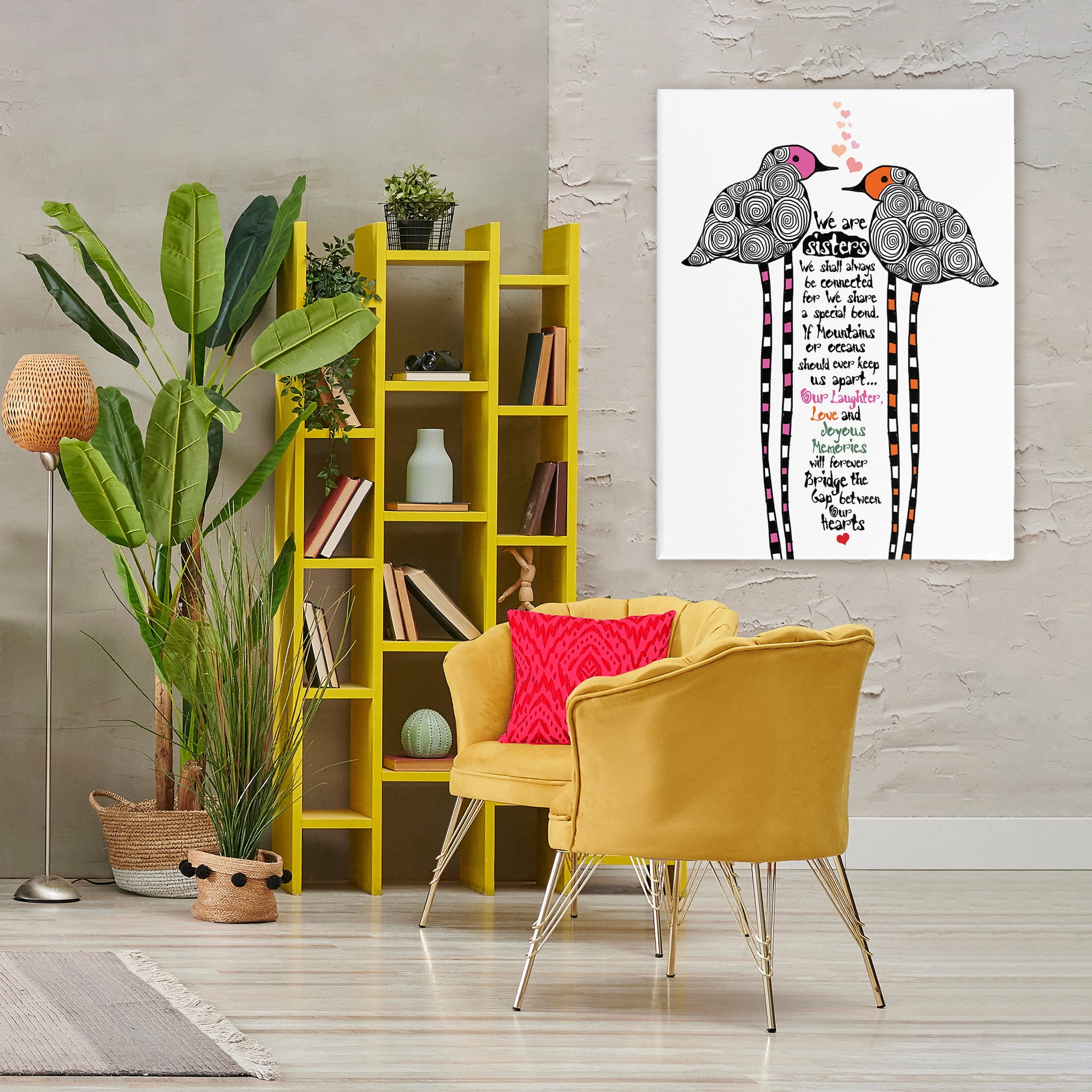 We Are Sisters Bird Duo Canvas Wall Art, design by Suzanne Millius