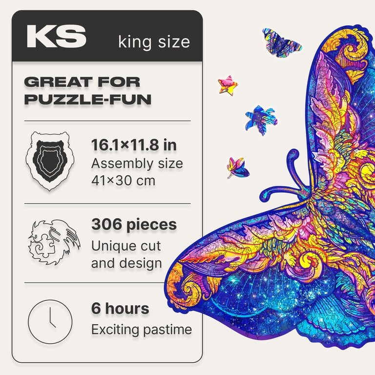 UNIDRAGON Intergalaxy Butterfly Wooden Jigsaw Puzzle KS 306 Pieces