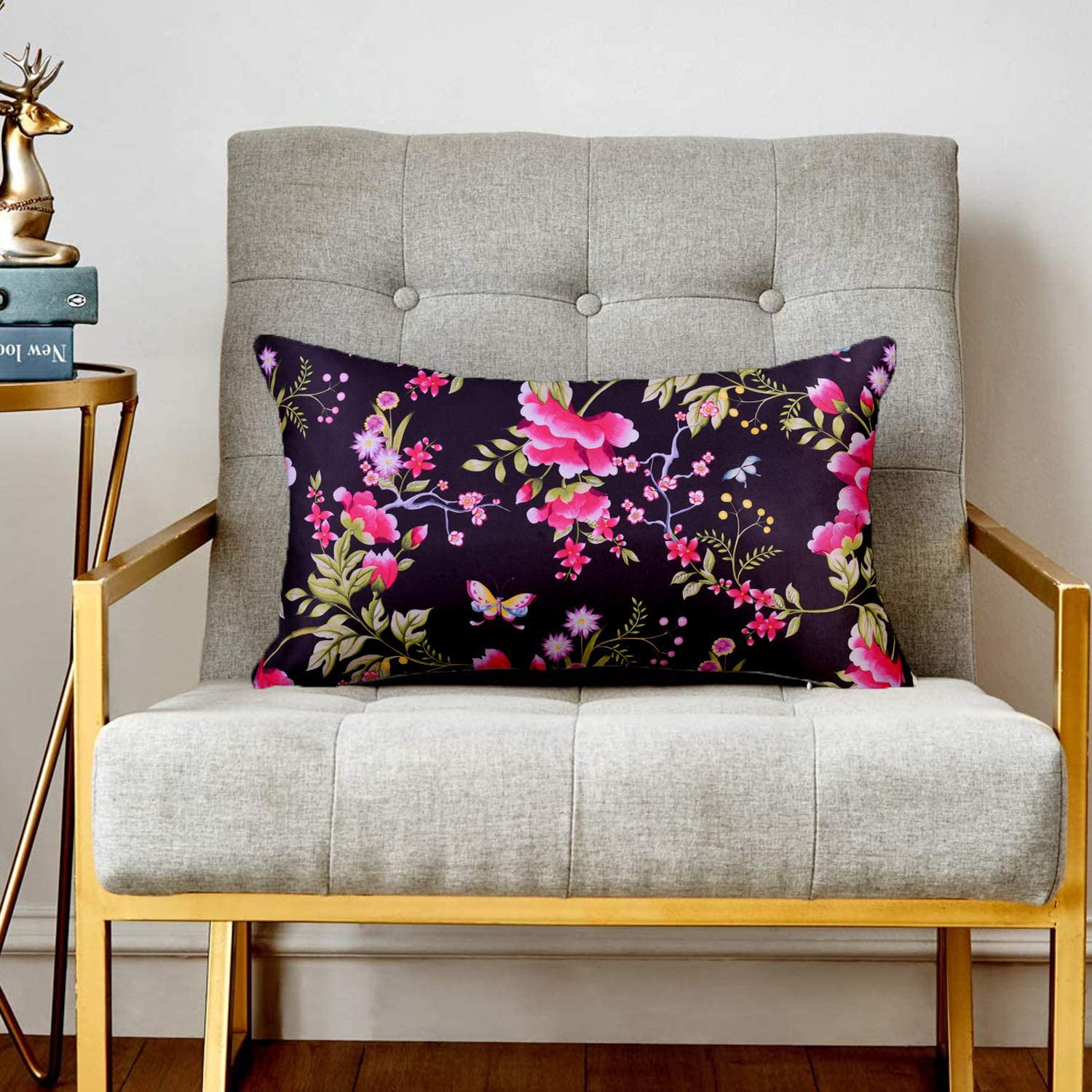 Decozen Decorative Floral Printed Throw Pillow 14 x 20 inches with ...