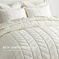 thumbnail image 2 of EVERGRACE 3 Pieces Luxurious Queen Velvet Quilts, Ultra Soft Lightweight Velvet Comforter Set, Matelasse Oversized Diamond Bedspread Coverlet for All Season with 2 Shams, Cream White, 92''x96'', 2 of 7