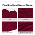 thumbnail image 6 of Uvplove Women's Spring Plus Size V-Neck Tunic Tops Casual Loose Long Sleeve Blouses with Pleated,US L-4XL in Wine Red, 6 of 11