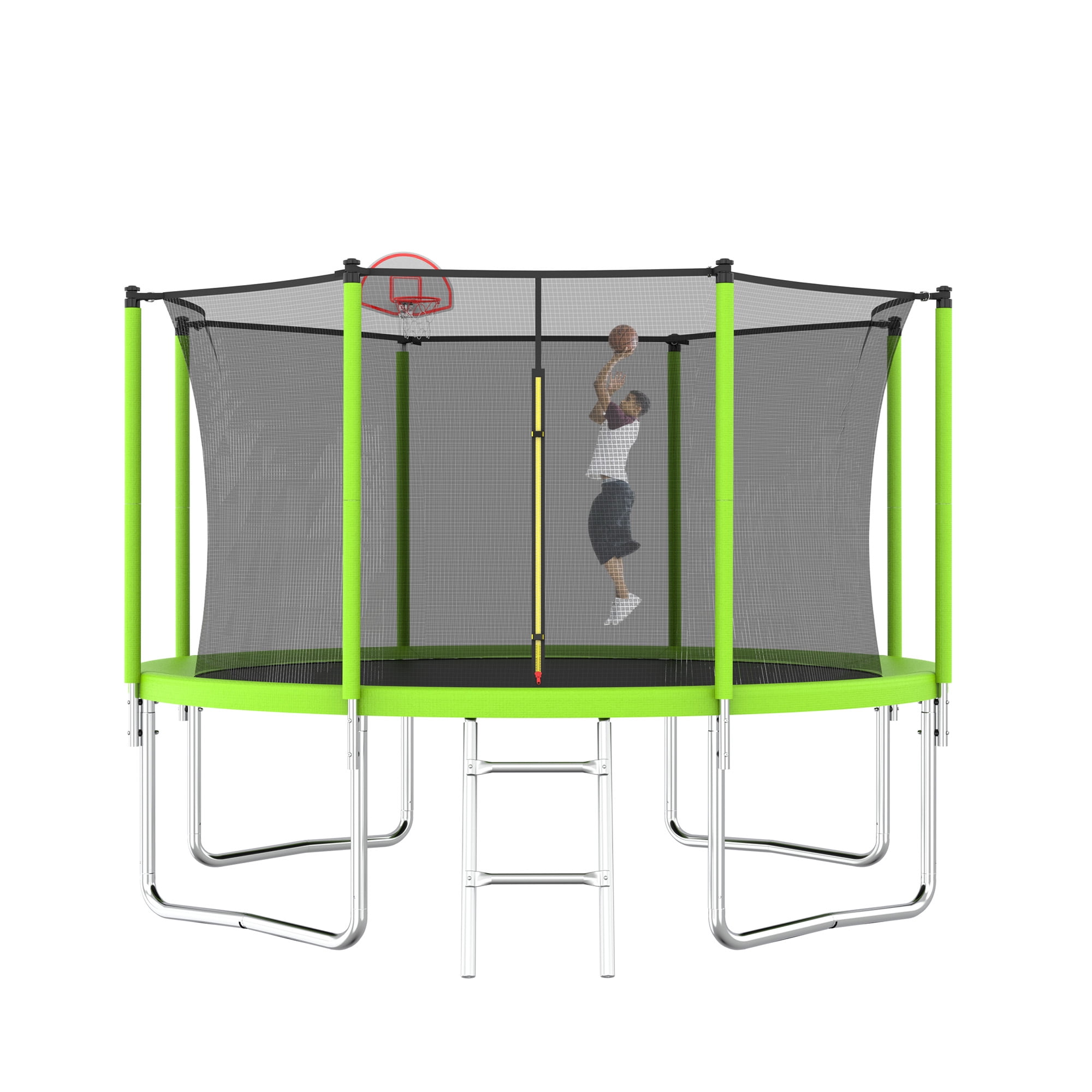 EUROCO 12FT Trampoline with Basketball Hoop & Enclosure, 2000lbs 10FT 12FT 14FT 15FT Trampoline for Kids and Adults, Outdoor Backyard Trampoline