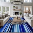 thumbnail image 3 of Large Area Rugs for Living Room Bedroom, Vintage Anchor Nautical 6'x9' Rug Washable Carpet Runner Indoor Outdoor, Coastal Blue Striped Non Slip Floor Mats Rug for Kitchen, Playroom, 3 of 8