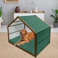 thumbnail image 2 of Floral Pet House, Abstract Blooming Nature with Petals and Leaves Green Toned Illustration, Outdoor & Indoor Portable Dog Kennel with Pillow and Cover, 5 Sizes, Jade Green Pale Green, by Ambesonne, 2 of 4
