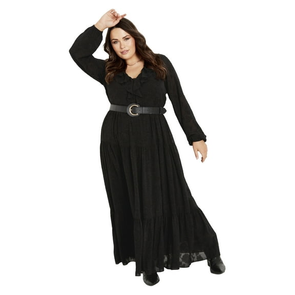 Avenue Women's Plus Size Desi Ruffle Dress