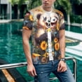 thumbnail image 6 of Uemuo Elegant Cute Panda Sunflower Print Mens Polo Shirts Baseball T-shirt Performance Short Sleeve Golf Shirt Moisture Wicking Athletic Casual Collared T-Shirt-XX-Large, 6 of 7