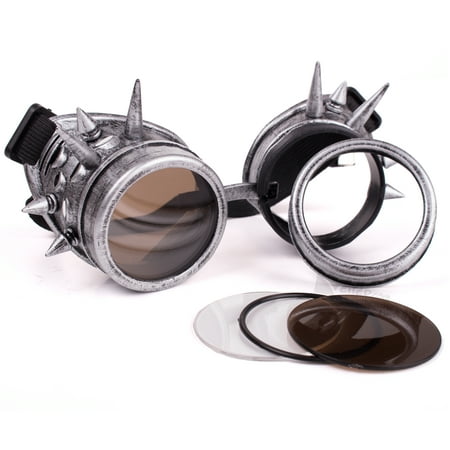 Veil Entertainment Steampunk Costume Cosplay Goggles w/ Spikes, Silver, One