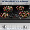 thumbnail image 5 of Gas Stove Burner Cover,Electric Stove Top Protector,Easy to Clean,Strawberries, Green Leaves and White Flowers on Black, 5 of 7