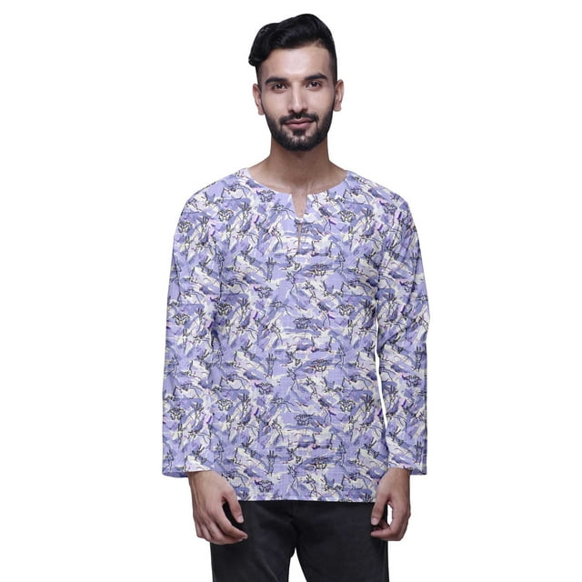 Atasi Traditional Short Kurta For Men Keyhole Neck Casual Cotton SlubShirt