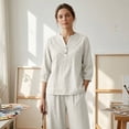 thumbnail image 5 of Summer Two Piece Sets For Women Plus Size 2 Piece Sets For Curvy Women Shirt and Wide Leg Pants Outfits Travel Outfits For Women Wide Leg Pants Lounge Set Embroidered Two Piece Set For Women, 5 of 9