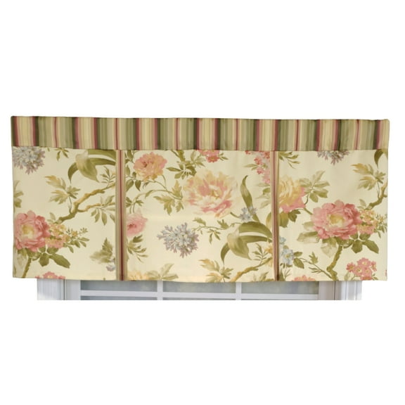 RLF Home 3" Rod Pocket High Quality Fabric Casa di Fiori Pleated Valance for Windows 50" x 16" Cameo