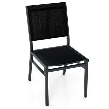 Gymax Outdoor Dining Chairs w/ Breathable Seat Backrest Heavy-Duty Aluminum Frame