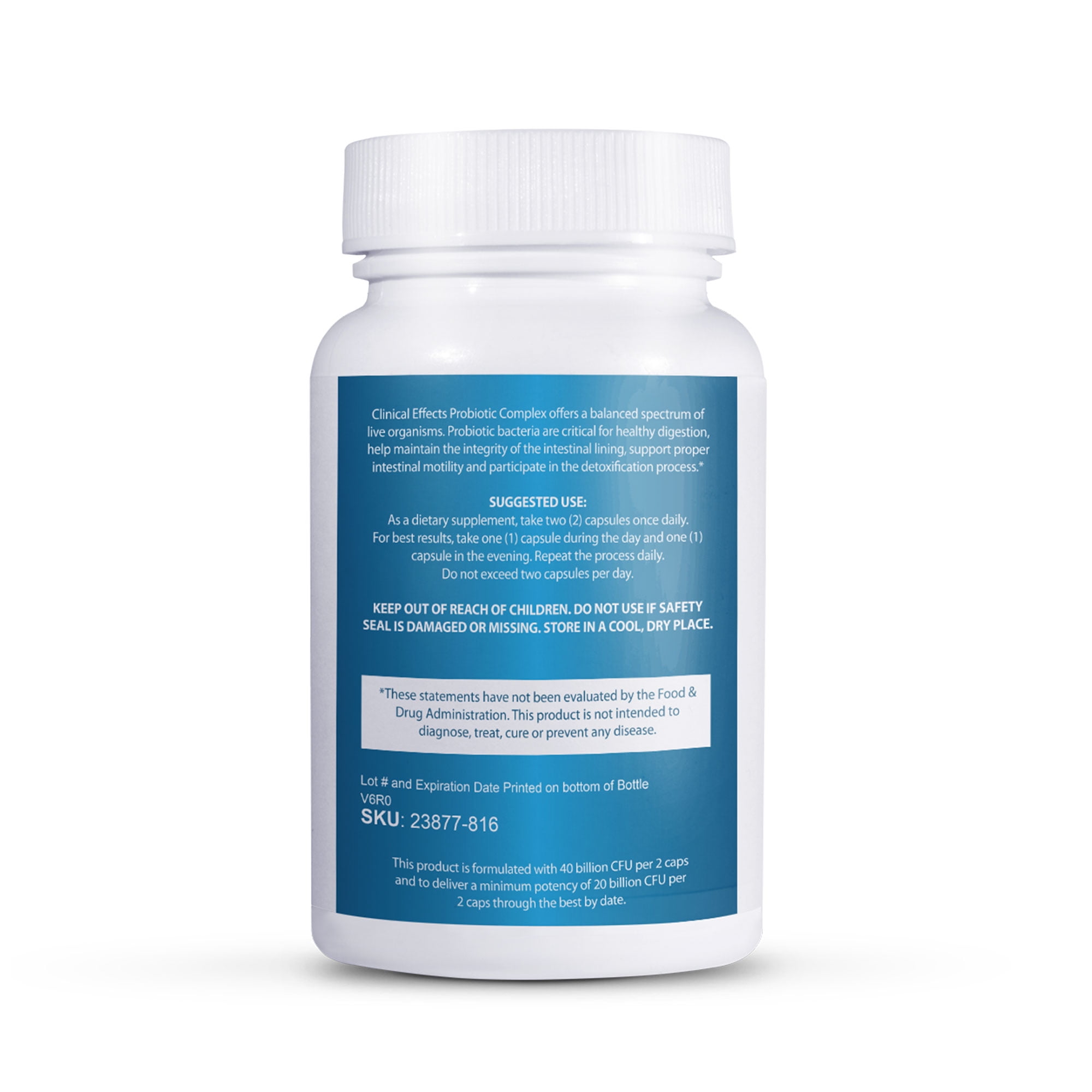 Clinical Effects Probiotic Complex - Gut Health Probiotics for Women and Men - 6 Key Organic Probiotic Strains to Support Digestion and Overall Health - 60 Veggie Probiotic Capsules - Made in The USA