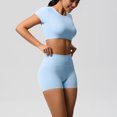 thumbnail image 4 of Women's Yoga Outfit Seamless Workout Set Sport Crop Tops High Waist Shorts Exercise Two Piece Gym Tracksuits, L, 4 of 6