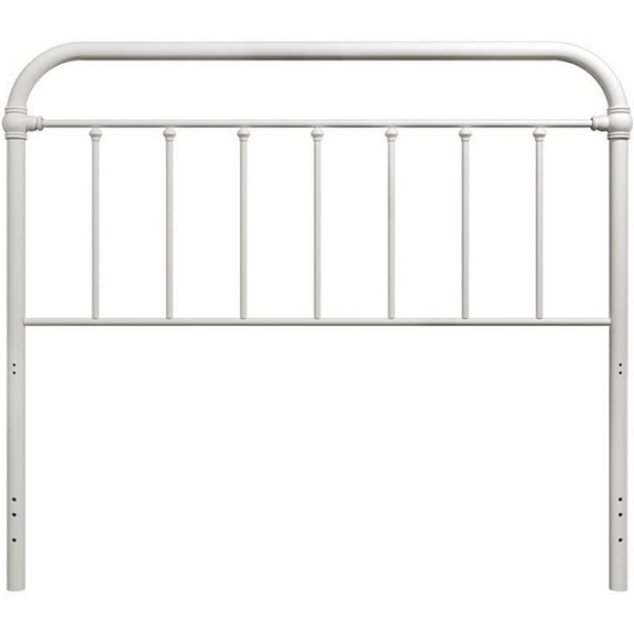 Bowery Hill Metal Full or Queen Round Spindle Headboard in Soft White
