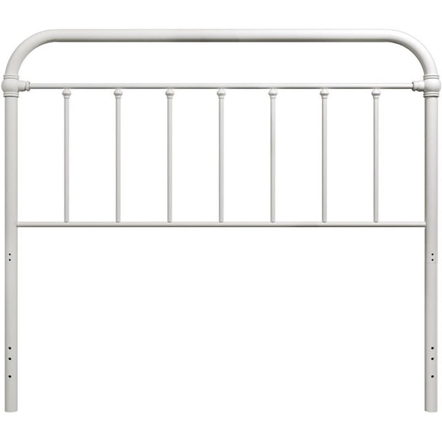 Bowery Hill Metal Full or Queen Round Spindle Headboard in Soft White