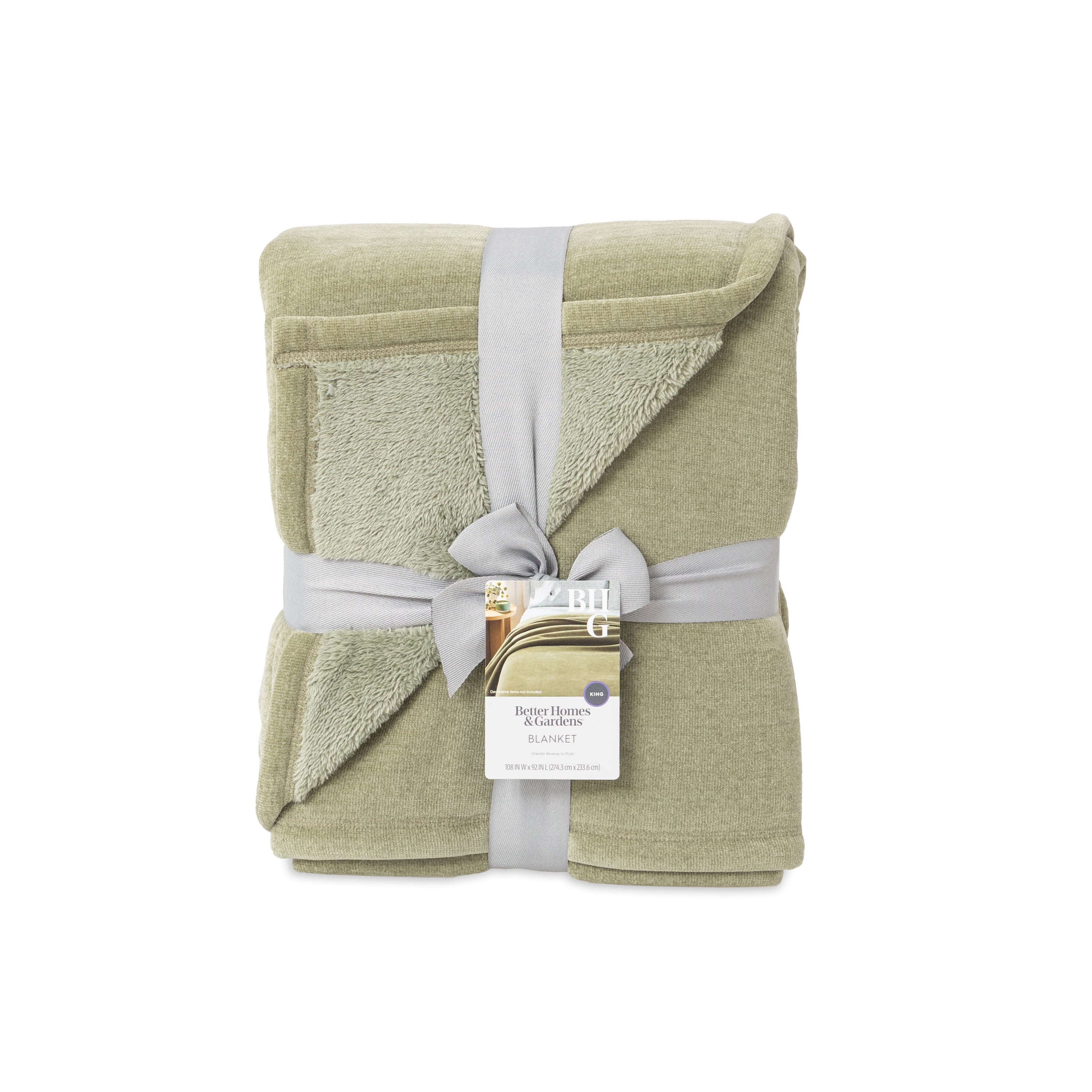 Better Homes &  Gardens Wexford Super Soft Luxury Chenille Blanket , King Size, Dark Cilantro