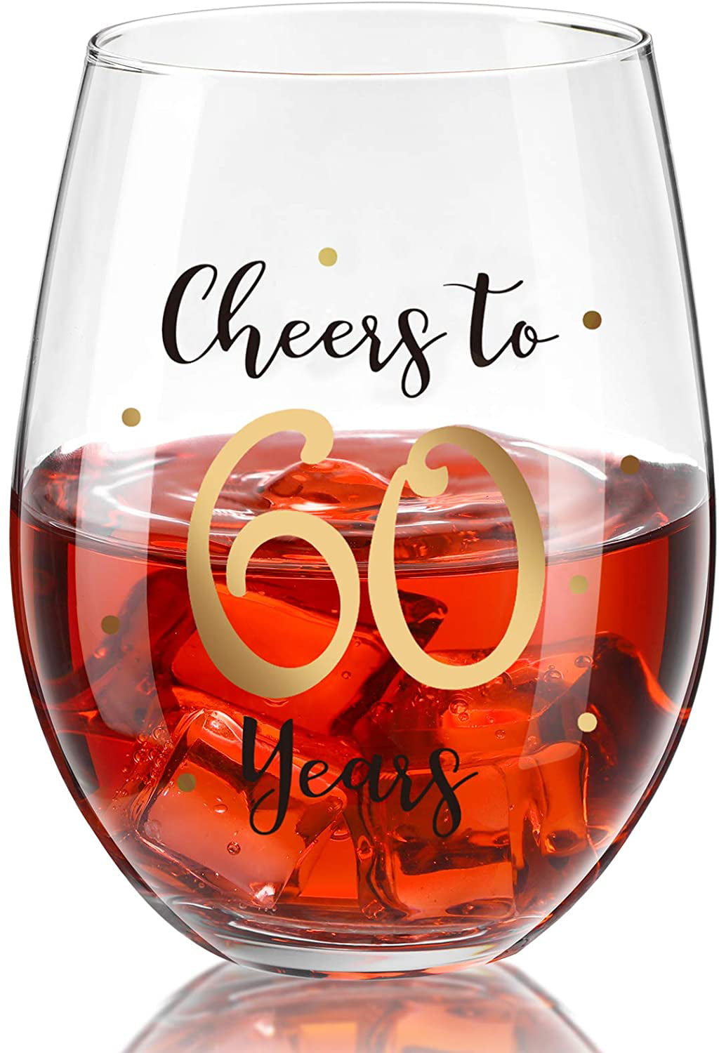 Birthday Wine Glass Cheers to 60 Years Stemless 15 oz Wine Glass 