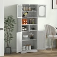thumbnail image 3 of Giantex 58.5" Tall Bathroom Cabinet, Freestanding Storage Cabinet w/Tempered Glass Doors, Narrow Storage Organizer, White, 3 of 9