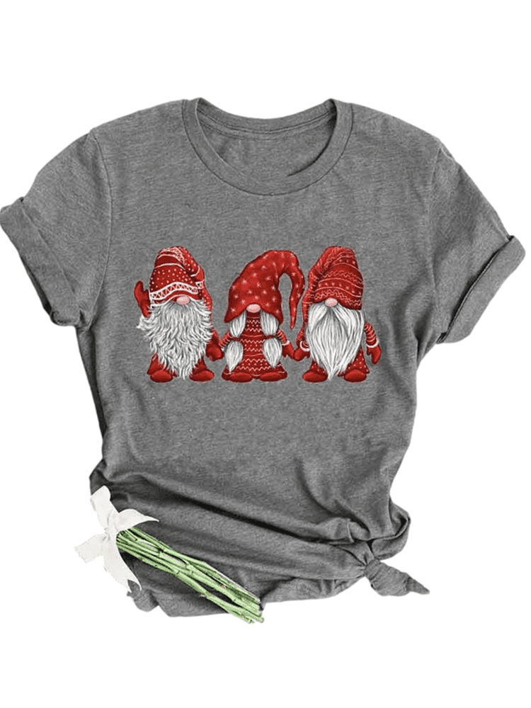 Women Short Sleeve Santa Claus Holiday 
