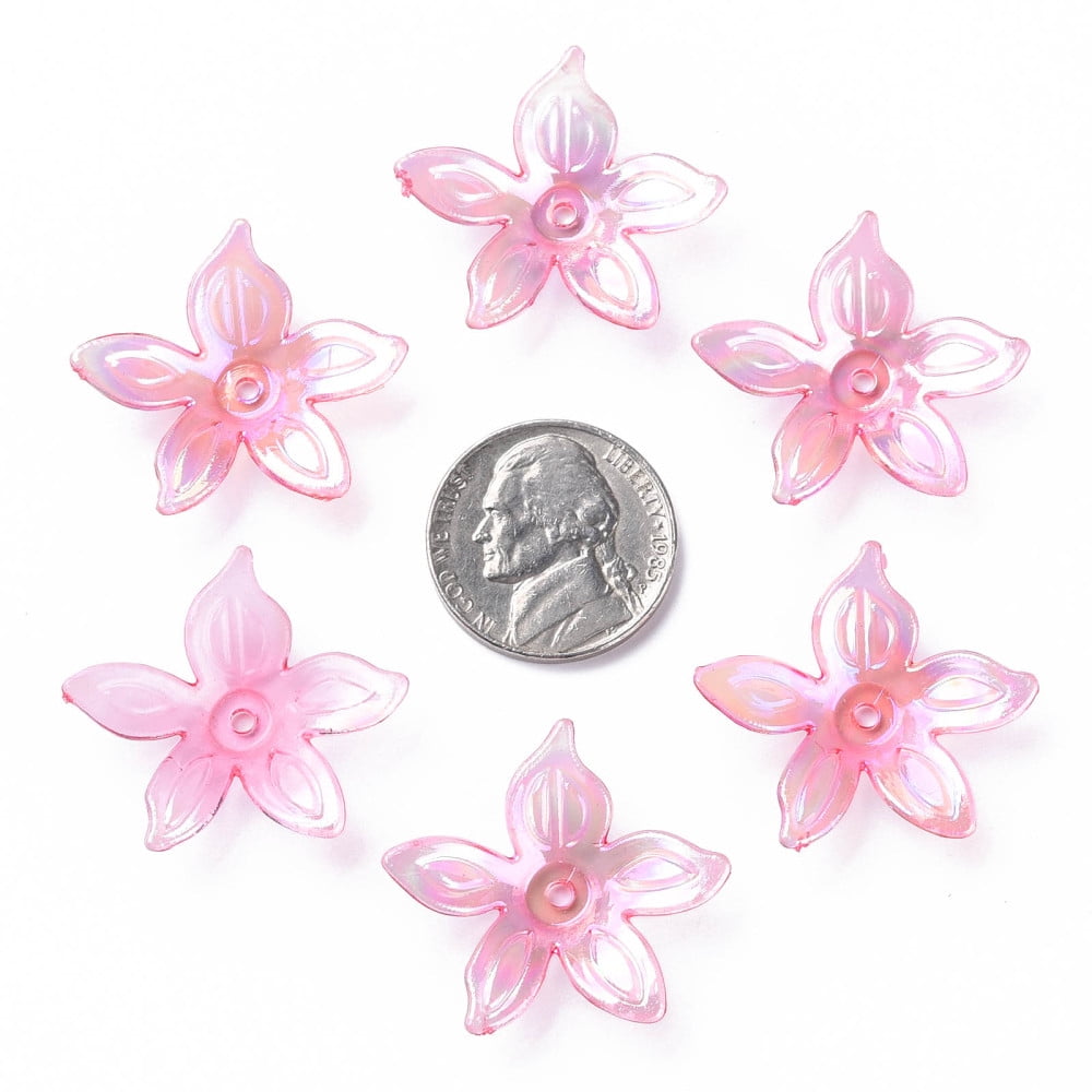 500gs Transparent Acrylic Beads AB color Flower Mixed color 25.5x28x6mm Hole: 1.8mm about 980pcs/500g