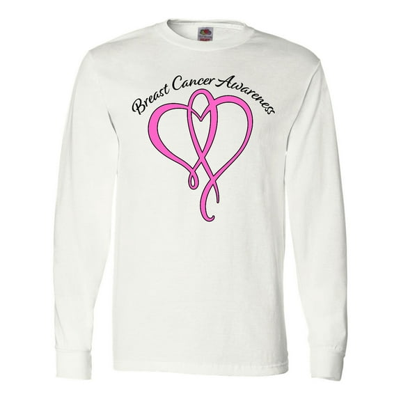 Inktastic Breast Cancer Awareness with Pink Ribbon Heart Long Sleeve T-Shirt