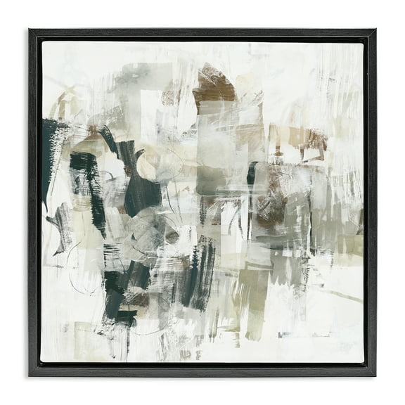 Stupell Industries Streaked Paint Strokes Abstract Painting Black Floater Framed Canvas Art Print Wall Art, 18 x 18