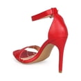 thumbnail image 3 of Women Leatherette Open Toe Ankle Strap Stiletto Single Sole Sandal ED74, 3 of 5