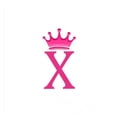 thumbnail image 2 of Eiderdown Decor White 100% Cotton Sateen Hotel stitch Pillow Sham Crown Applique Monogram (X) in Hot Pink - US Standard Size 20" x 26"(2 Pcs) - 400 threadcount, 2 of 4