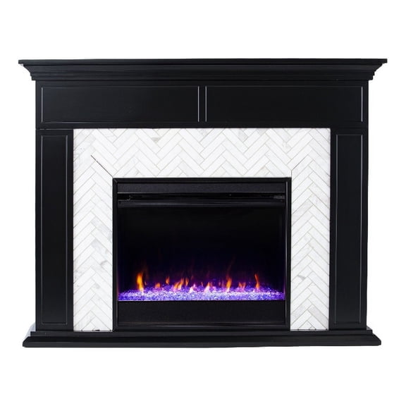 SEI Furniture Torlington Color Changing Marble Tiled Fireplace