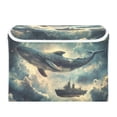 thumbnail image 7 of Yayeee Collapsible Cube Storage Bin with Lid Fabric Closet Decorative Basket with Handles, Beige Floating Whale, 7 of 7