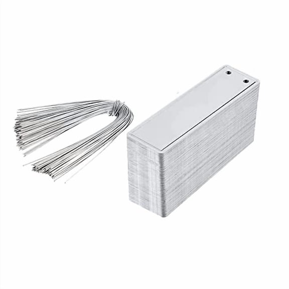 100 Packs Metal Plant Labels, Aluminum Plant Tags Waterproof Pot Flower Marker Tree ID Tags with Hanging Wires for Indoor Outdoor Gardening Nursery (Straight Edge)