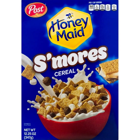 Post Honey Maid S'mores Breakfast Cereal, Sweetened Corn and Wheat Cereal, Breakfast Snacks 12.25 oz