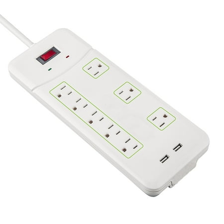 AblePower 8 Outlet Power Strip Surge Protector with 2 USB and transformer slots 3ft 15A 125V (Best Power Strip With Usb)