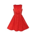 thumbnail image 1 of Robe Fille Rouge Nœud Papillon Jacquard Évasée Princesse 12 Ans, 1 of 6