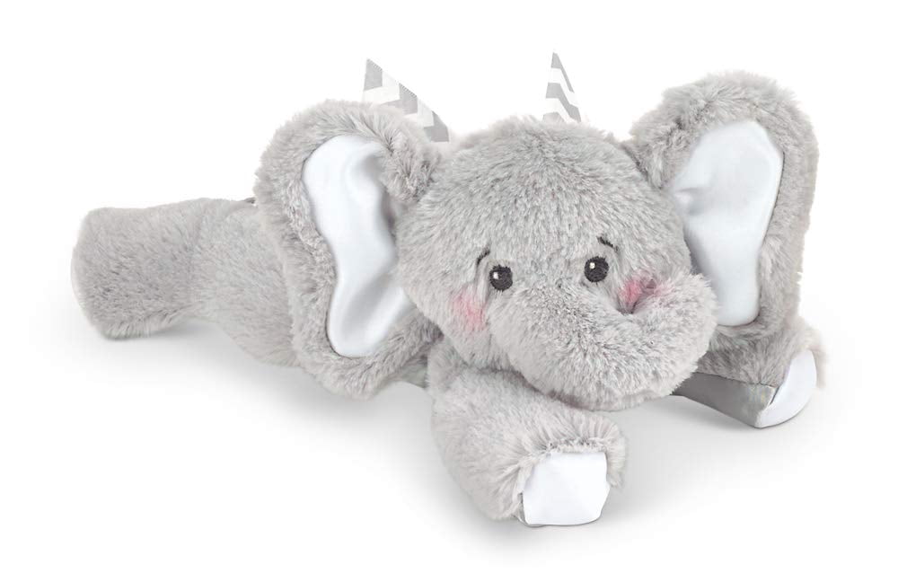 Bearington Baby Spout Plush Stuffed Animal Gray Elephant with Rattle, 8 inches