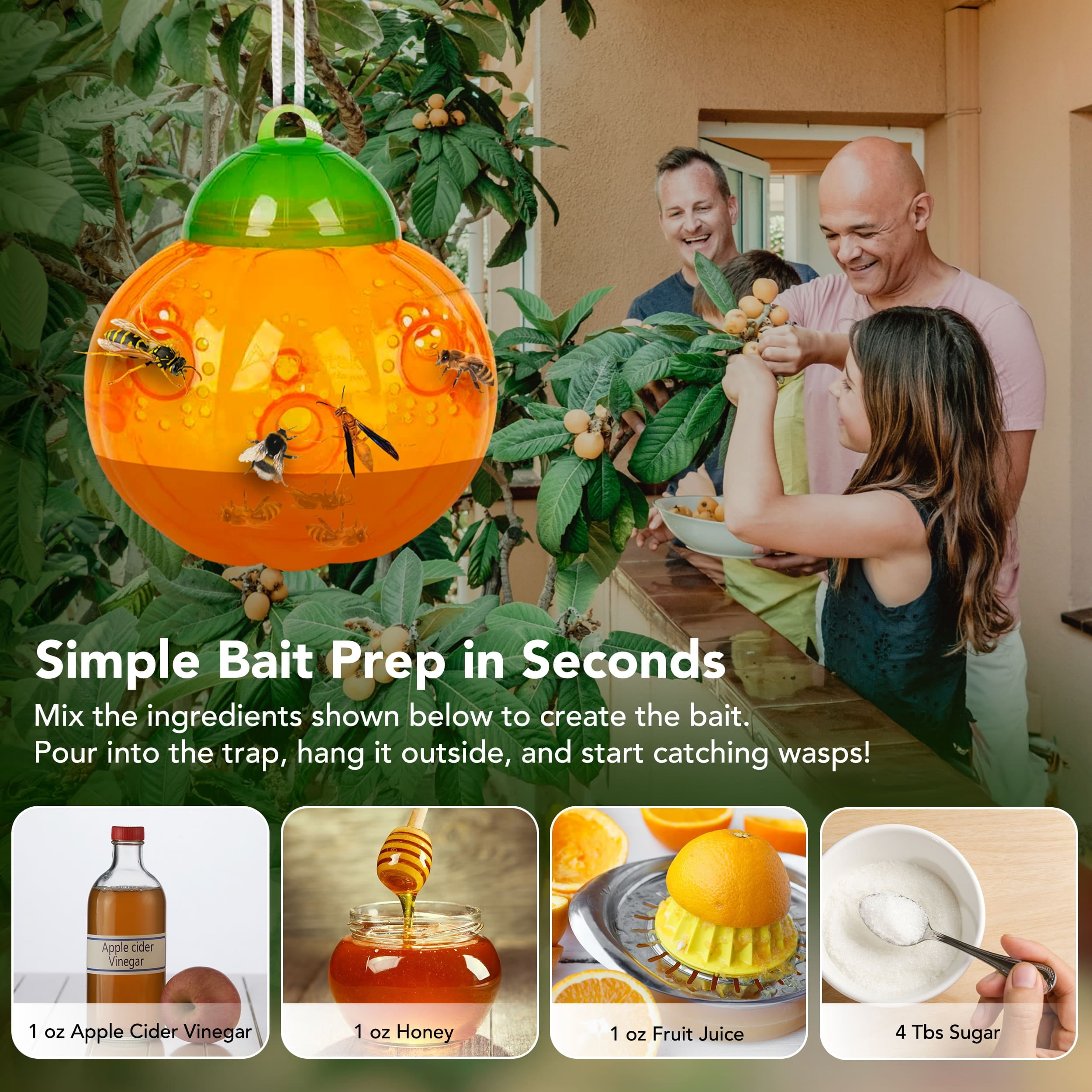 Aspectek Wasp Trap - Wasp Trap Catcher, Bee Trap, Outdoor Wasp Deterrent Killer Insect Catcher Honeybee Trap
