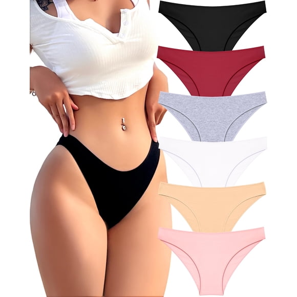 Ropa interior de algodón FINETOO, bragas de bikini para mujer, paquete de 6 unidades S-XL