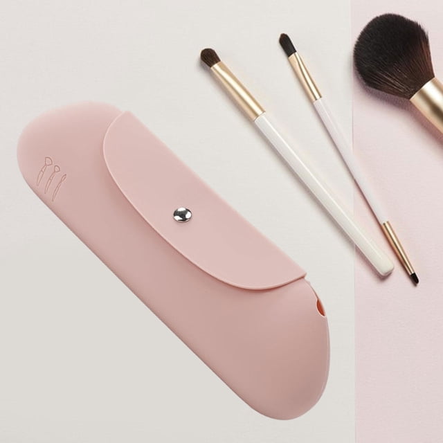 Elegante bolsa de silicona para brochas de maquillaje, soporte de viaje para brochas de maquillaje, bolsa portátil para cosméticos Rosa