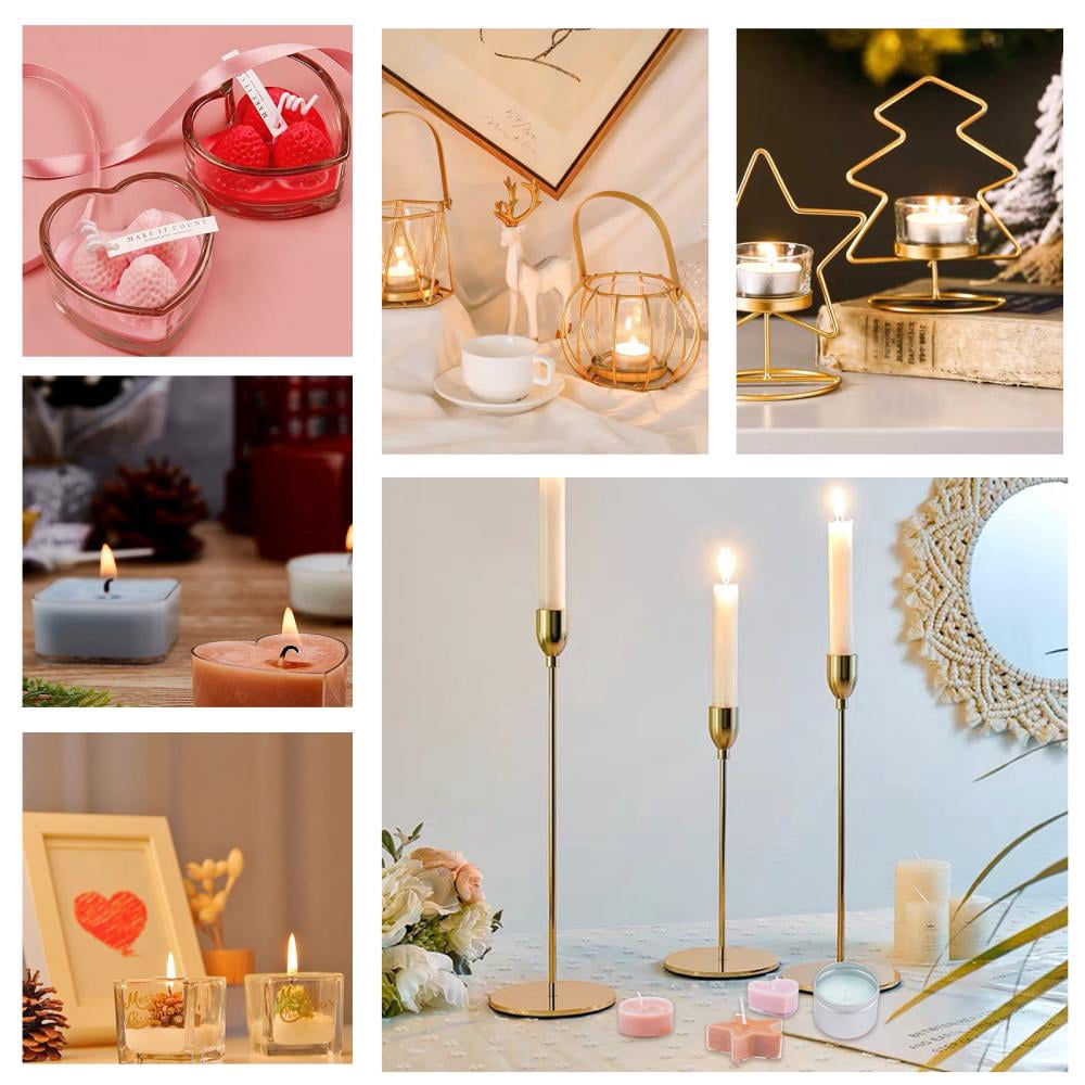 1 Box Candle Making Including Soy Wax Stainless Steel Cup & Handle Spoons & Wick Scissor & Wood Sticks Paper Stickers Plastic Candle Cups & Holder Aluminium Tin Cans Candle Wick Mixed Color 400g