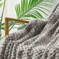 thumbnail image 4 of Exclusivo Mezcla Large Soft Fleece Throw Blanket, 50"x70" Stylish Jacquard Throw Blanket for Couch, Cozy, Warm, Lightweight Tie-dye Grey Blanket, 4 of 10
